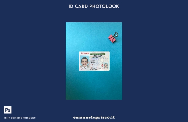 modello frontale photolook per carta d'identità USA Illinois in stile verificato